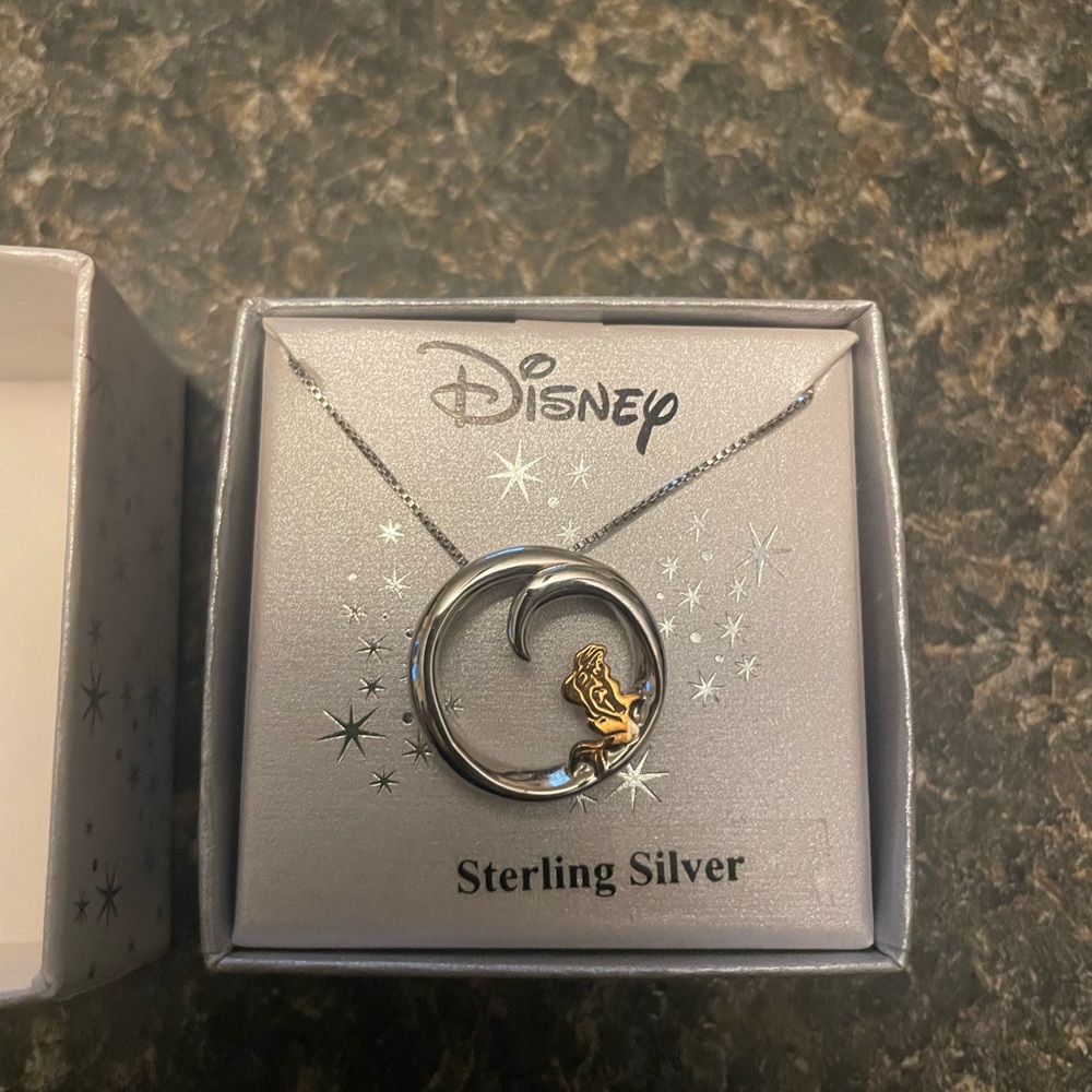 Disney Silver and Gold Crescent Moon Necklace